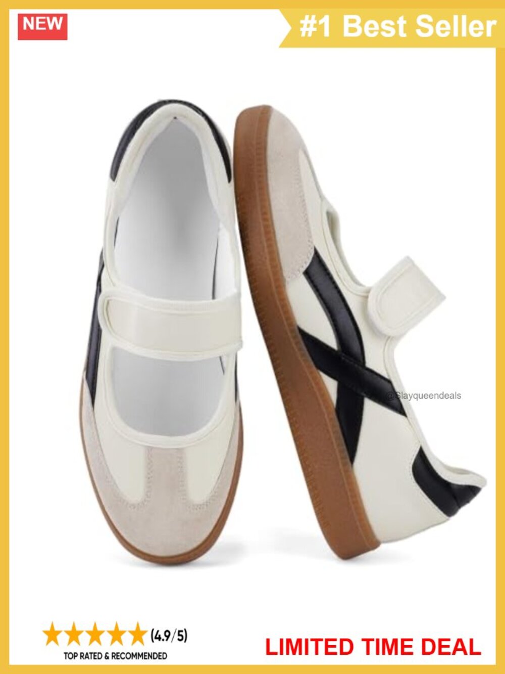 Women's Mary Jane Sneakers Comfortable Slip On Walking Faux Leather